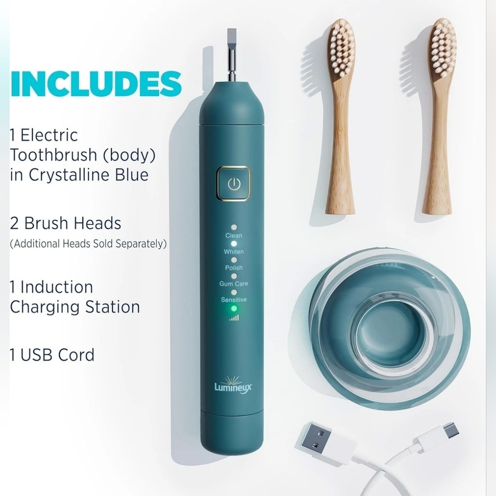 Lumineux Electric Toothbrush usb Rechargeable W/2 Heads + Charging Station - Picture 2 of 8